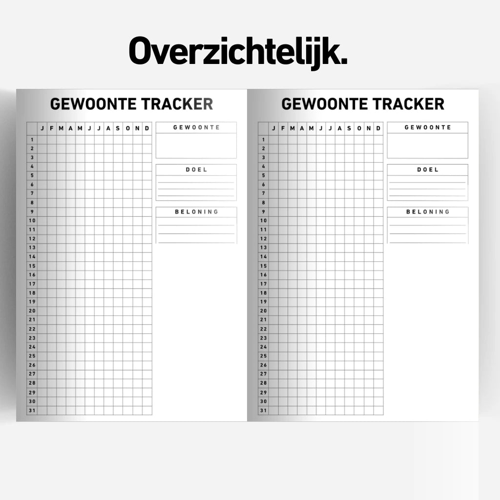 Overzichtelijke gewoonte tracker pagina uit de Focus Planner met ruimte voor doelen en beloningen